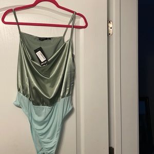 Nasty gal sage green cami-body suit